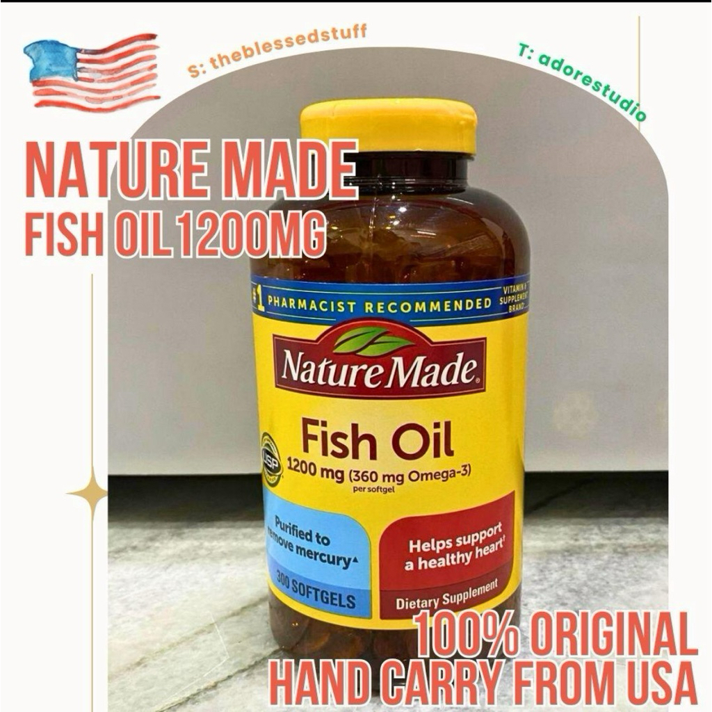 Nature Made Fish Oil 1200mg 300 Softgell, Original 100% USA