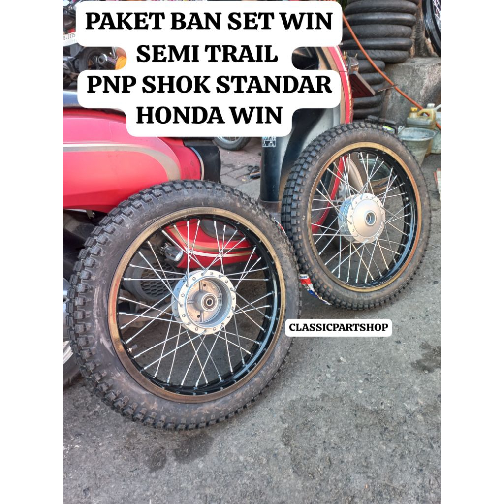 paket ban set roda set honda win 100 semi trail ring 17 18 pnp Shok standar honda win