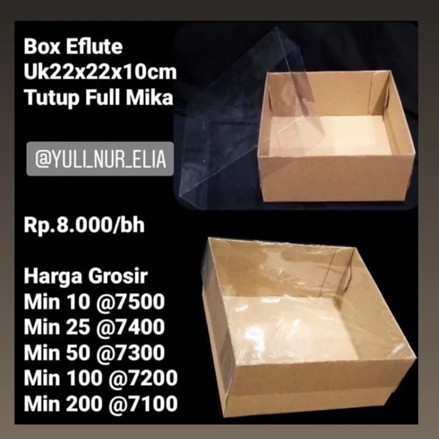 Box Eflute 22x22x10cm Tutup Full Mika