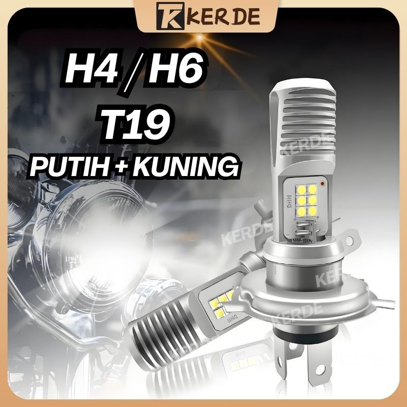 [Original] Lampu LED Motor Lampu Led H4 H6 Utama Depan 6LED Motor Putih Kuning Lampu Depan Motor