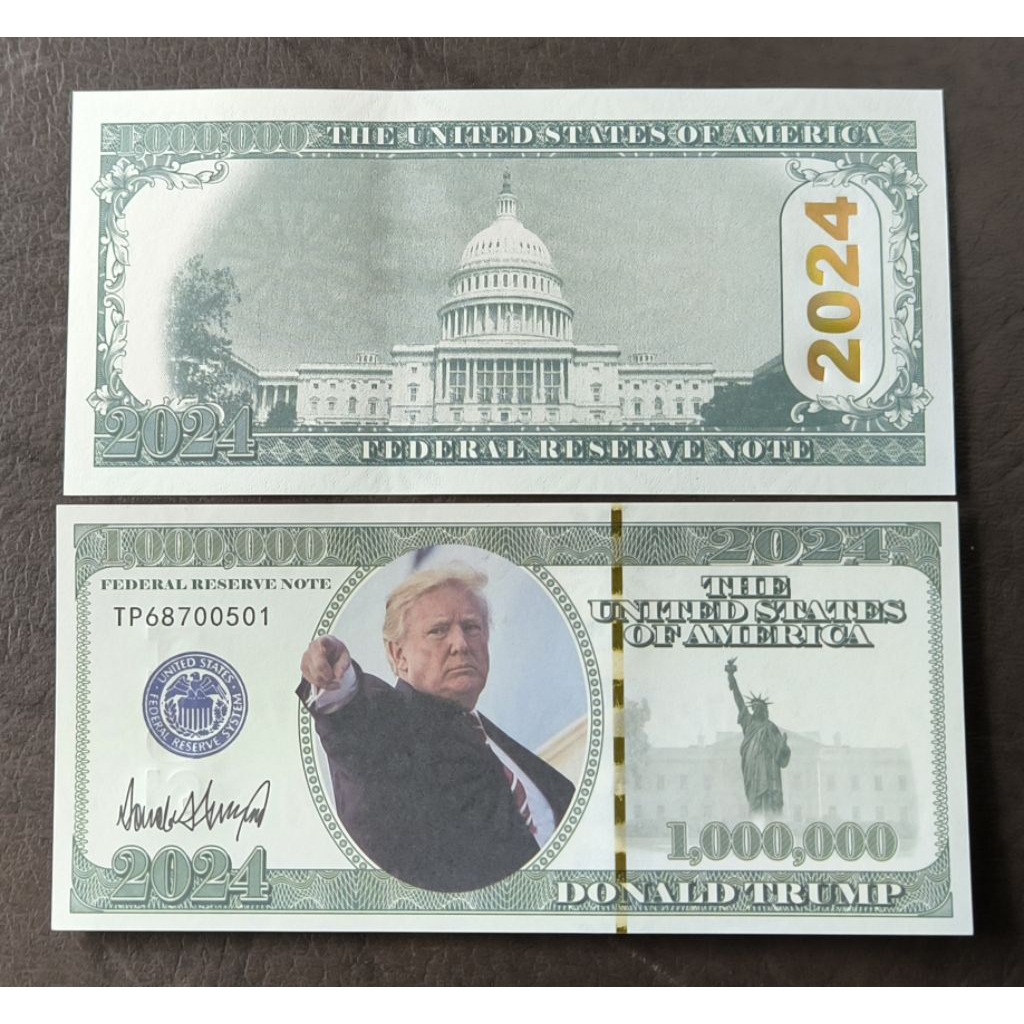 Uang souvenir kertas bergambar 1.000.000 dollars d.trump Soufenir 1000000 one million