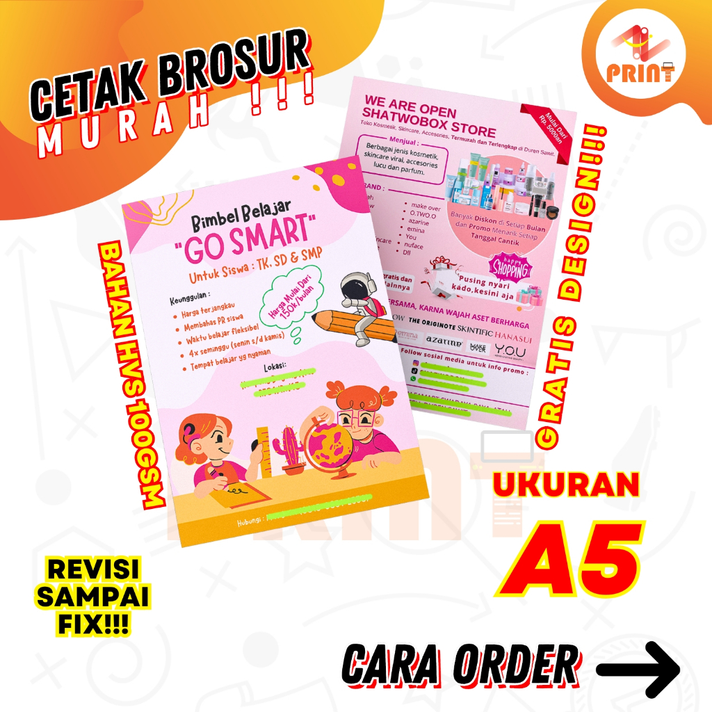 Cetak Brosur HVS 100 Gram A5 | Cetak Brosur Murah Gratis Desain & Revisi | Cocok untuk Laundry, UMKM