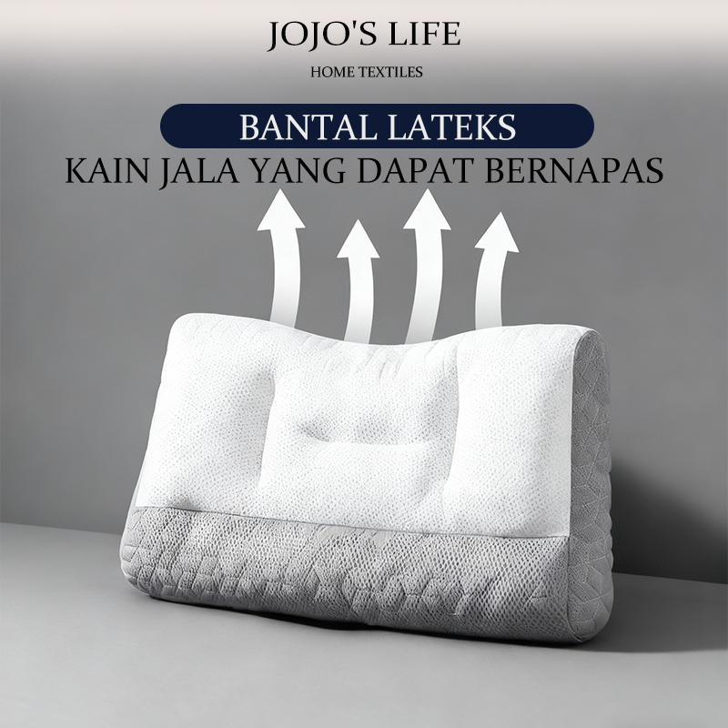Bantal Traksi Leher Kesehatan - Bantal Latex Alami untuk Terapi Nyeri Punggung & Saraf Terjepit, Reb