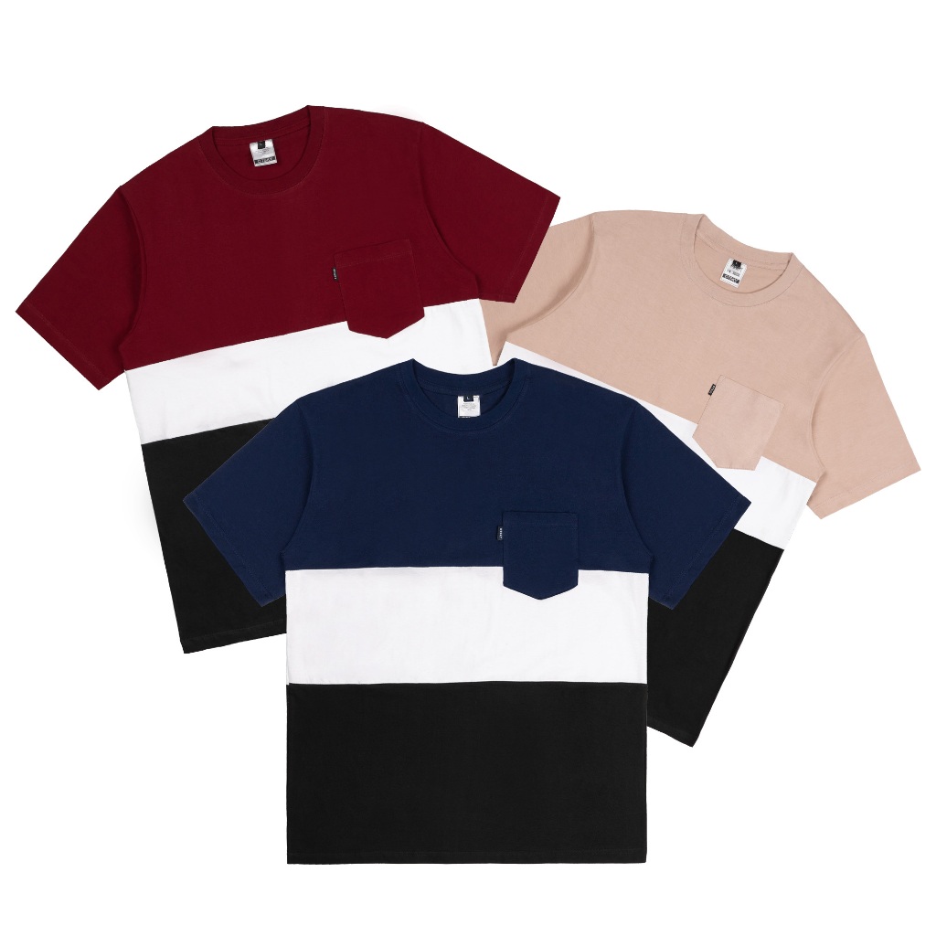 Otsky Kaos Pria Pocket Triple Colour Katun Polos