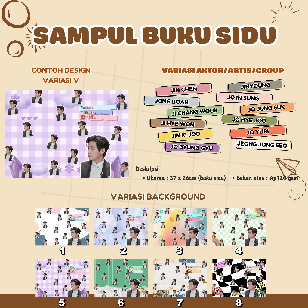 SAMPUL BUKU UKURAN SIDU I KPOP I DRAKOR I DRACIN I JEONG JONG SEO I JI CHANG WOOK I JI HYE WON I JIN