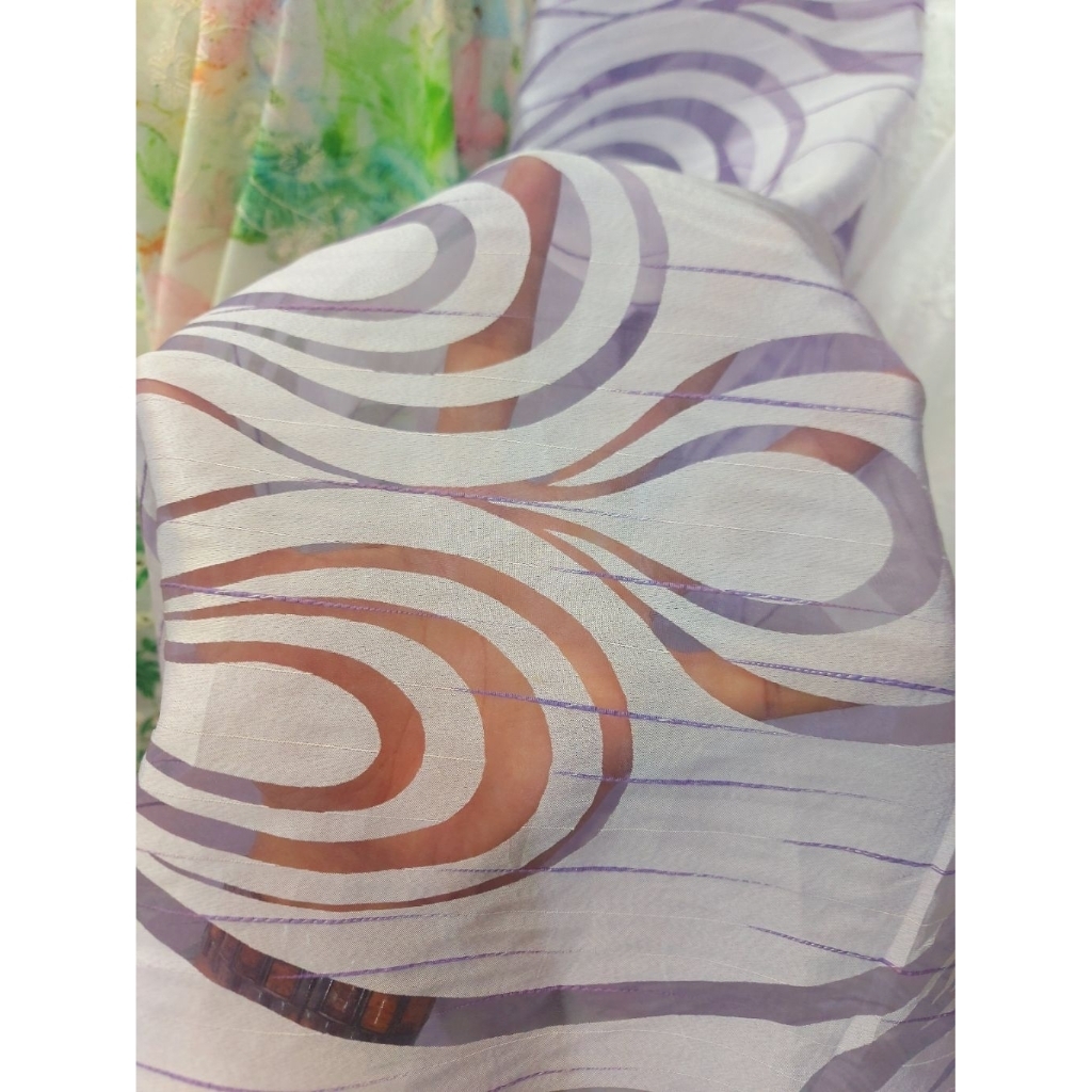 kain organza premium  - kain organza motif  - kain organza kaca - kain organza meteran ( abu ) zkr