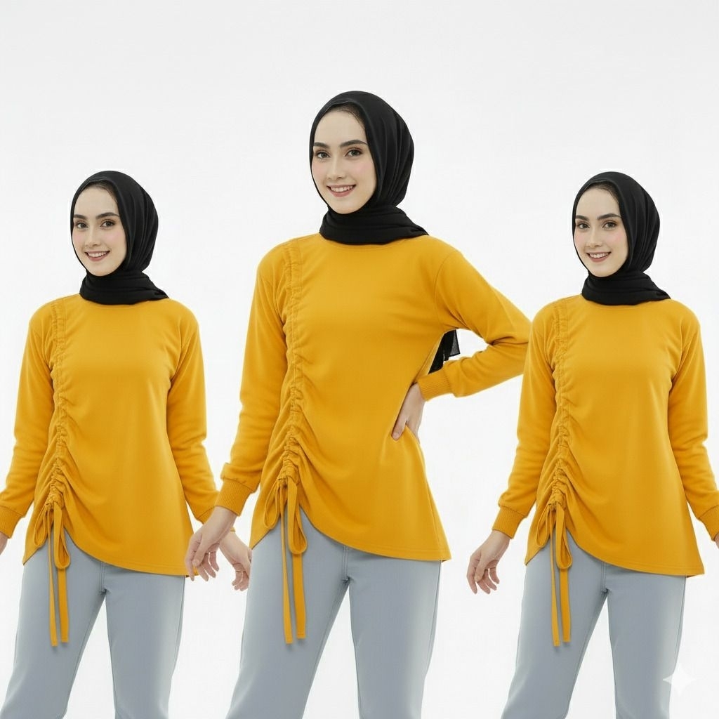 kaos tunik oversize jumbo wanita polos lengan panjang