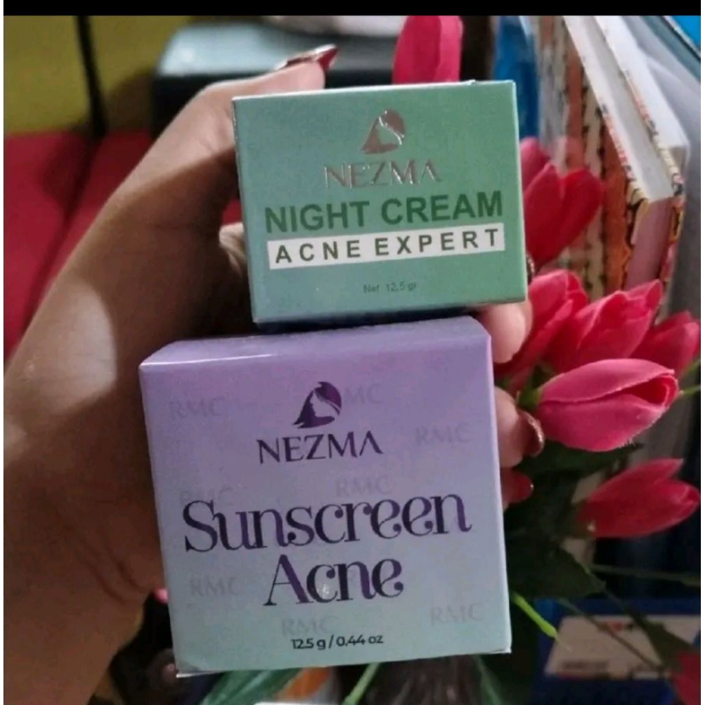 NEZMA Official - Nezma Acne 2 item [ Suncreen Acne-Night Cream acen Expert ] Nezma Cream siang acne 