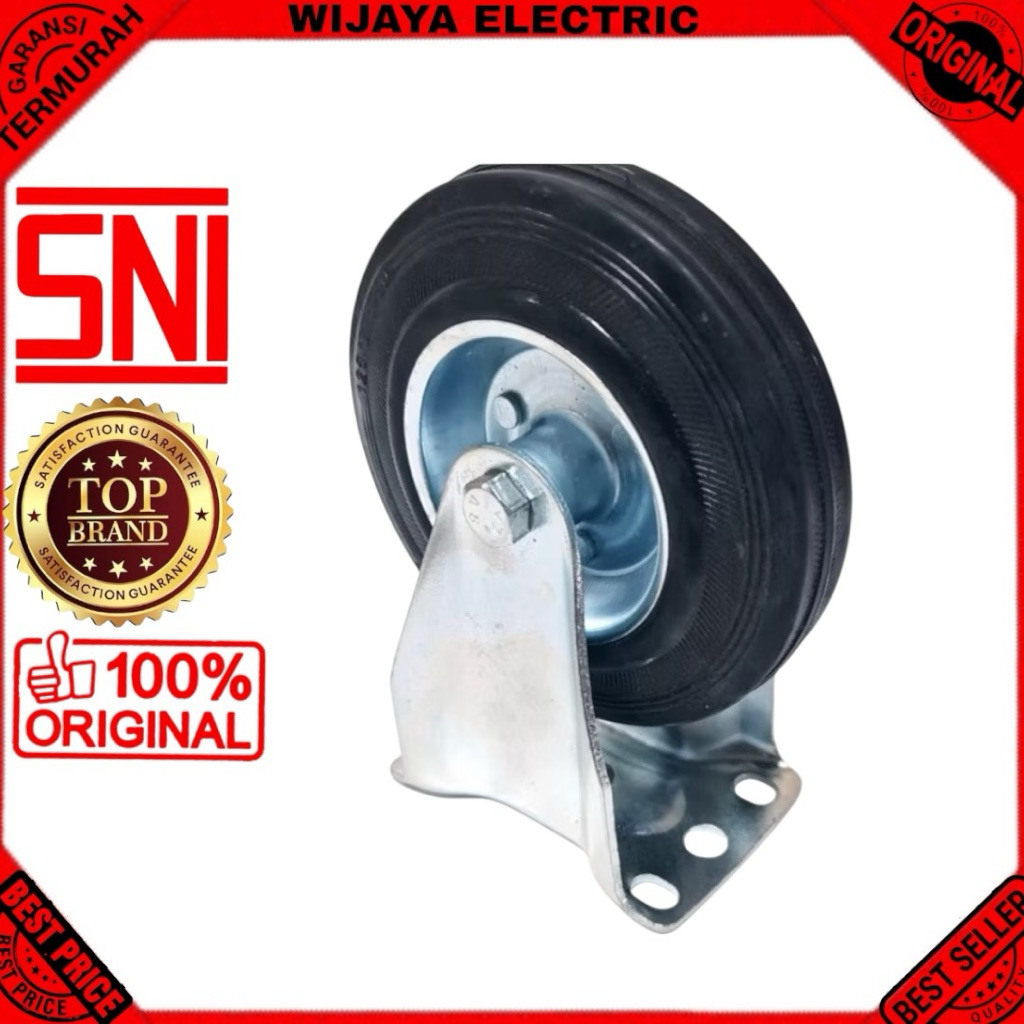 Roda Troli Gerobak karet 5 inch mati roda karet hitam gerobak troli