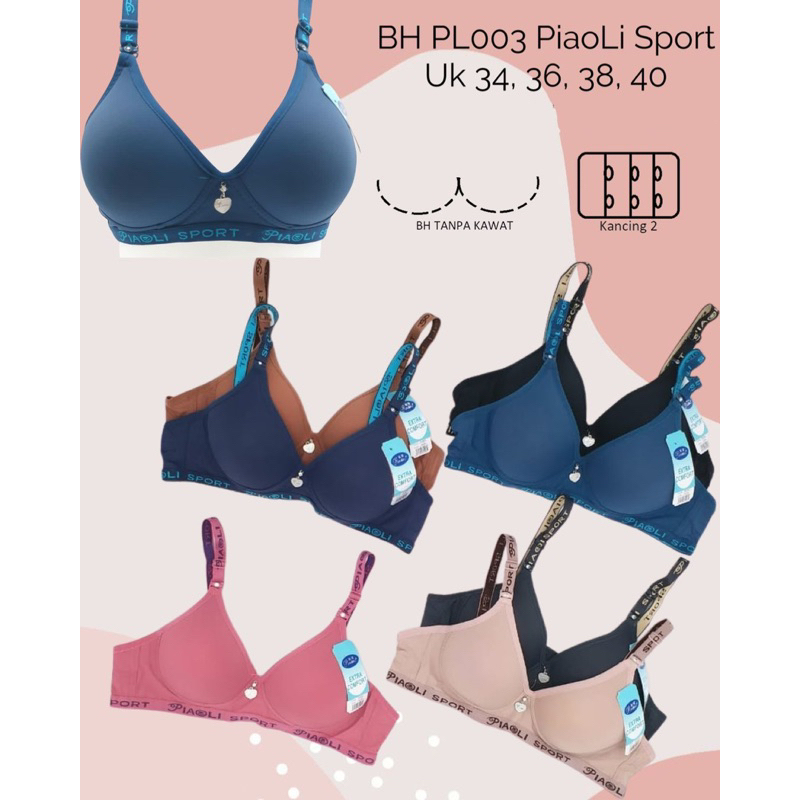 (1pcs) BH BRA wanita cewek PIAOLI sport 003 006 tanpa kawat original TERMURAH