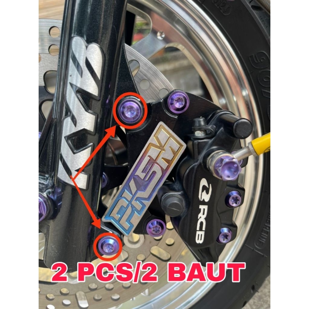 Baut Titanium Set Bracket Kaliper Honda (2 Pcs/2 Baut) Original