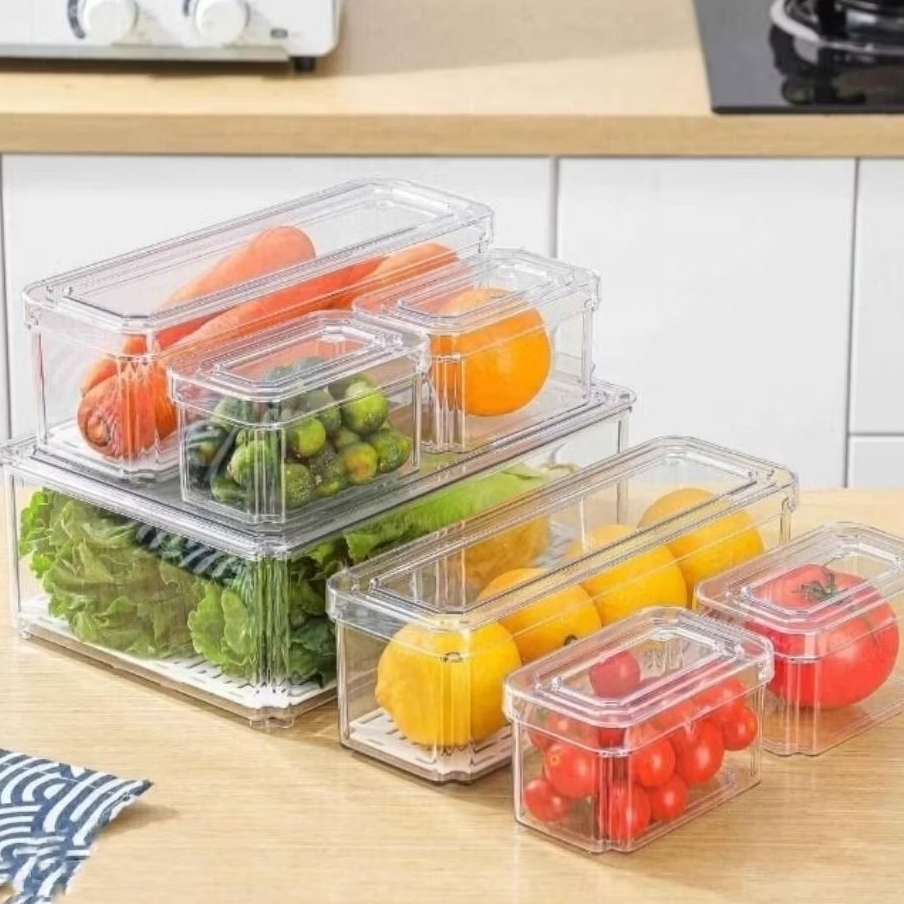 Kotak Penyimpanan Buah Sayur Kulkas 7 Set Wadah Penyimpanan Makanan Serbaguna
