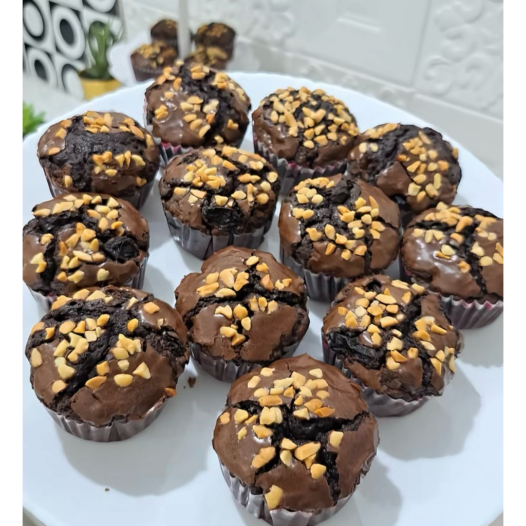 Brownies Cup Mini almound  1 box  isi 6 Bliss Premium Homemade | Brownies Mini Fudgy Coklat Lembut, 