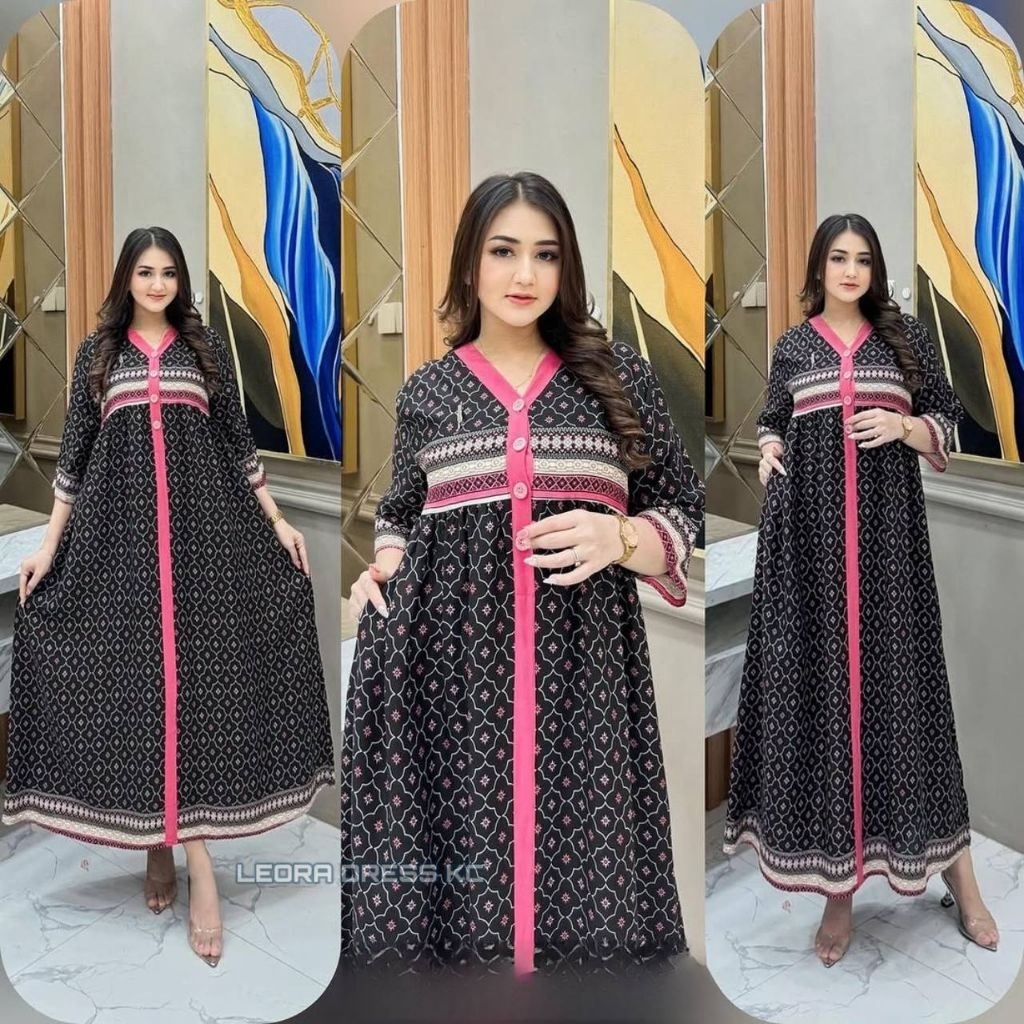 LEORA DRESS KC - Baju Dress Wanita, Daster Batik Pekalongan, Baju Busana Muslim, Baju Batik Pekalong