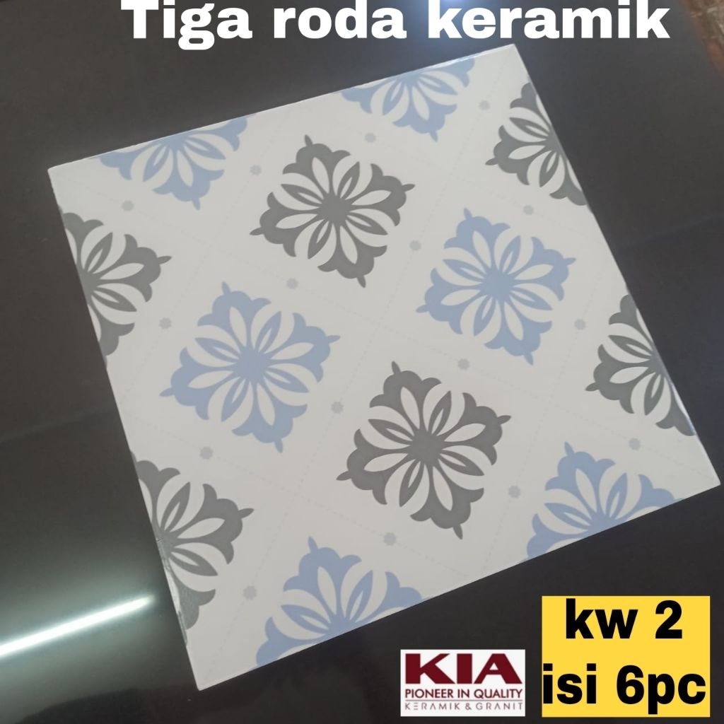 keramik 40x40 lantai/keramik batik/keramik motif batik/keramik kia budsaba blue