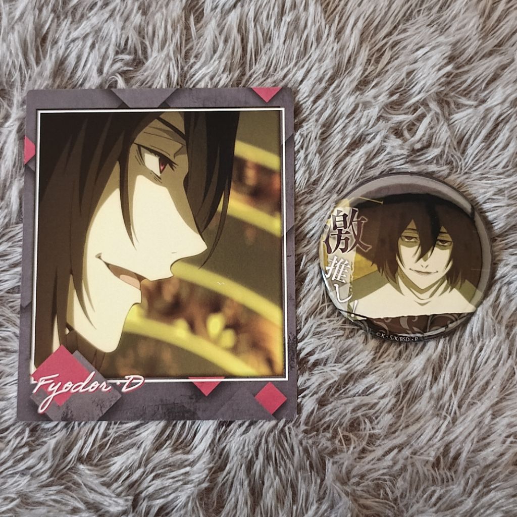 [Read Desc] Official Bungo Stray Dogs Merch Fyodor Dostoevsky SET Snapmide & Can Badge Meursault Arc