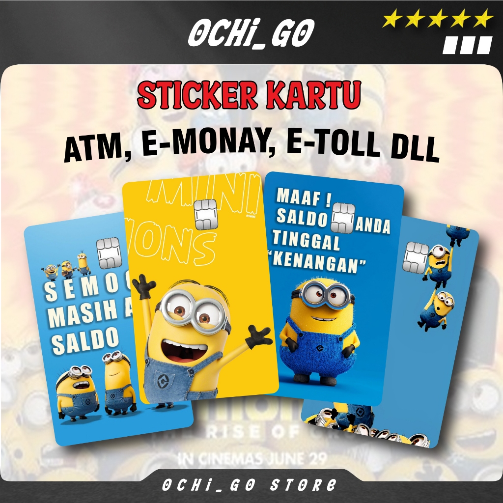 Stiker Skin Card ATM Sticker Kartu Atm Garskin Skin Card kartun Minions lucu Stiker Kartu Atm Bca | 