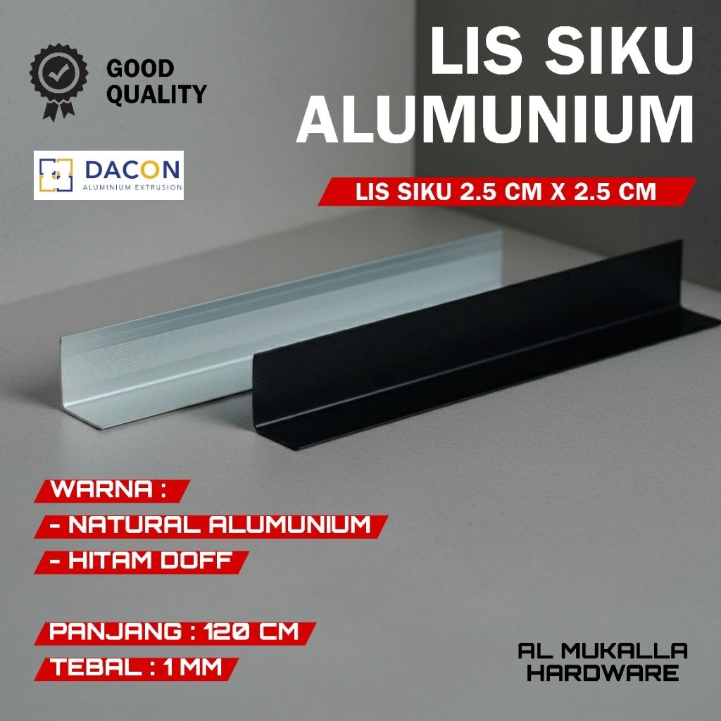 Lis Siku L Alumunium 2.5 CM X 2.5 CM [ 120 CM ] DACON | Lis Siku Aluminium Lis Aluminium Siku