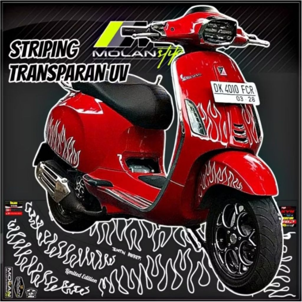 Striping transparan uv variasi vespa sprint/primavera