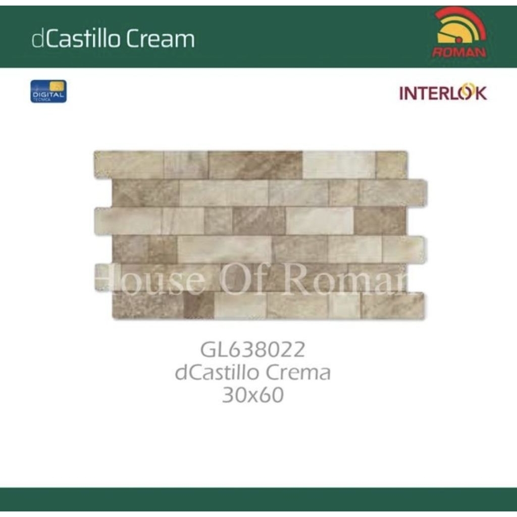Roman Keramik 60x30 Dinding Batu/ GL638022 dCastillo Crema/ dcastilo crema/ kastilo krema