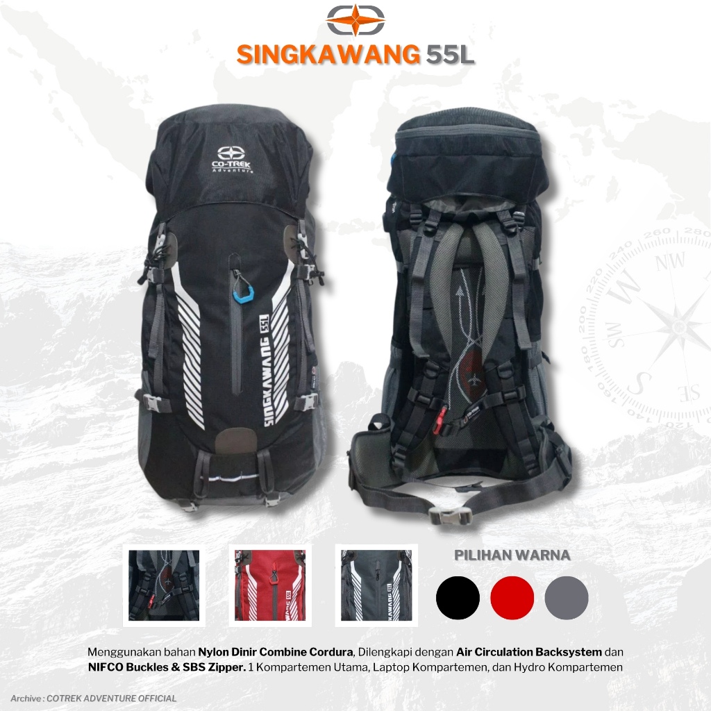 Carrier 55 Liter Tas Gunung Outdoor Singkawang Cotrek Adventure