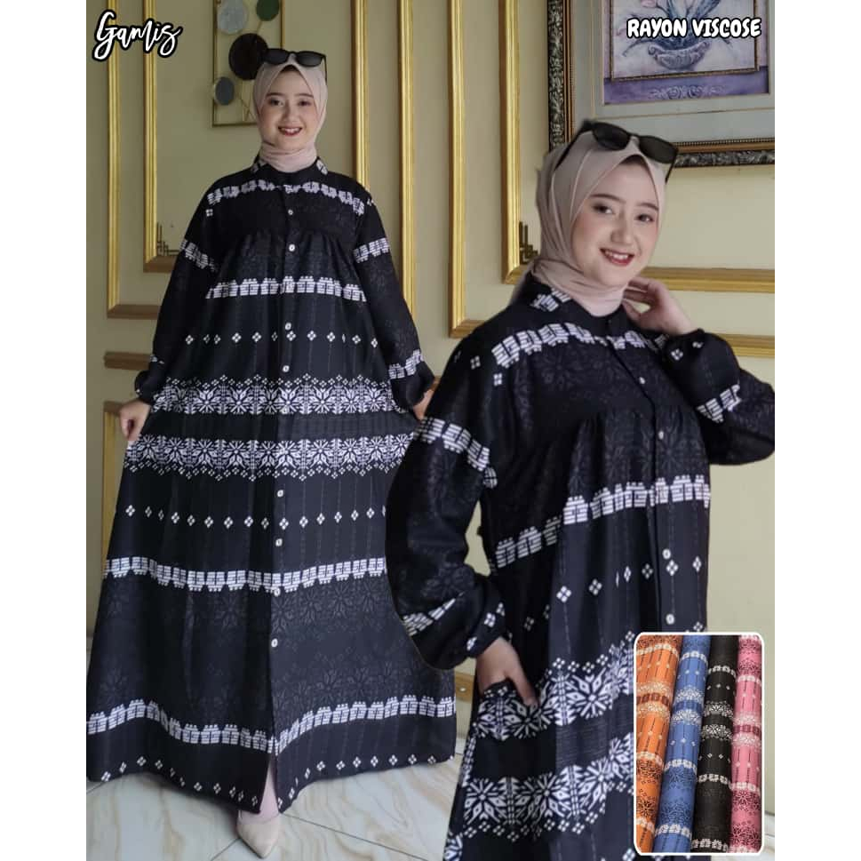 KODE 01 Gamis Twill Ori Super Tebal Hitam Aksara S-XXL
