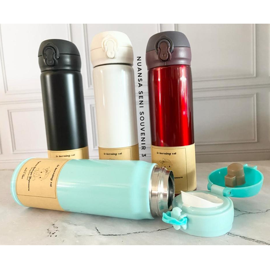 Souvenir Botol Termos Air Minum 400ml Botol Stainless Niagara Tumbler Botol Kancing Warna Polos