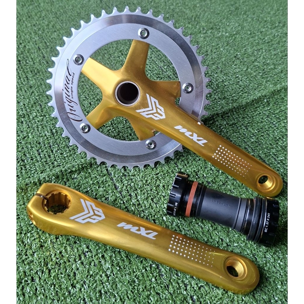 Crankset MXL AZ7 Chainring Original Single Speed 44T Hollowtech2 Alloy Fixie BMX Gold Silver New