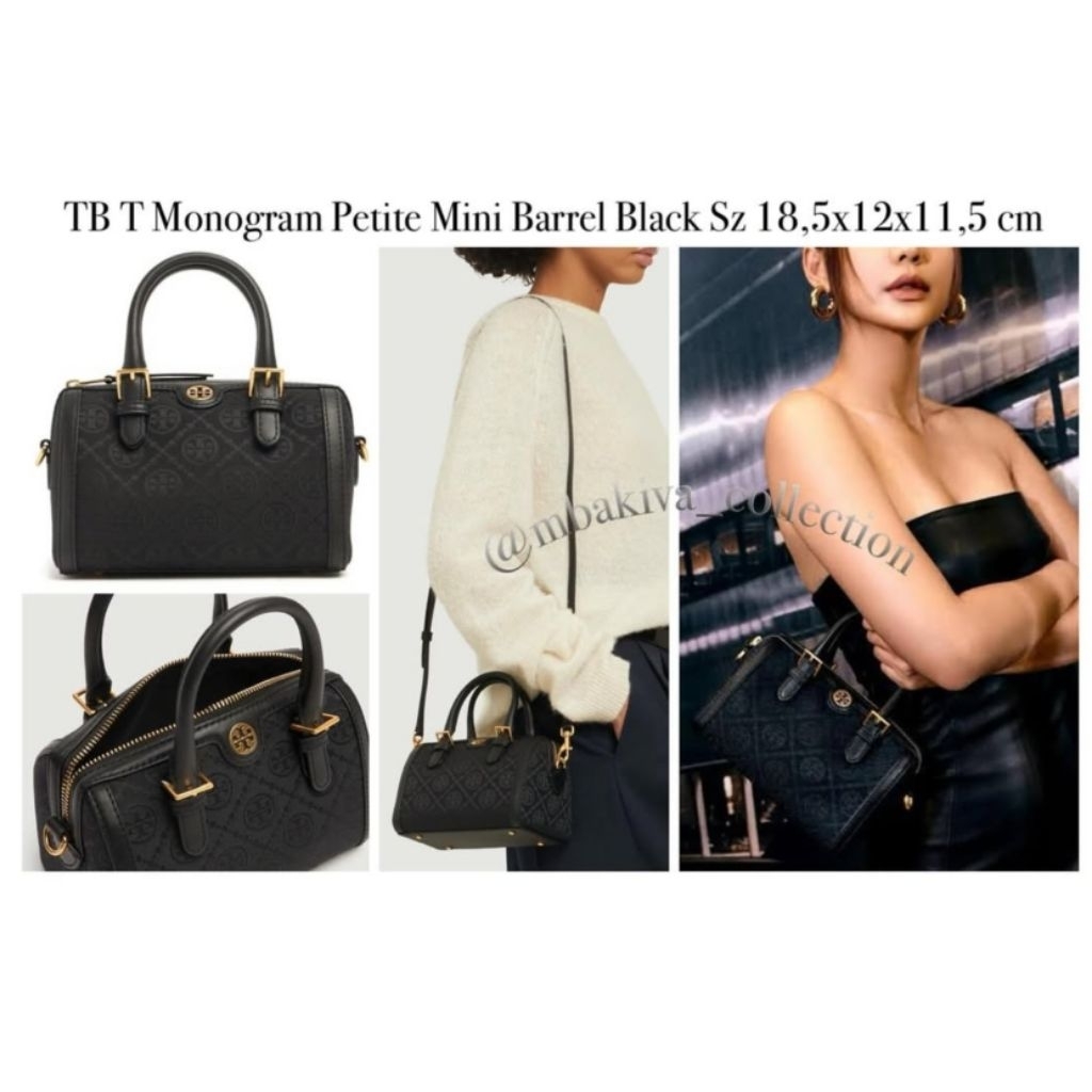 TB T Monogram Petite Mini Barrel Black