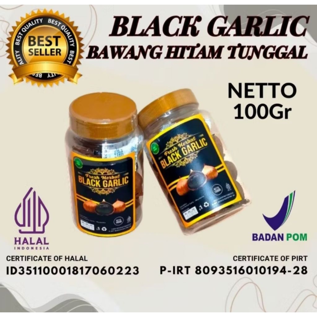 Black Garlic 100 gr gram Bawang Hitam Tunggal Lanang Paling Murah Obat Herbal Sehat Premium Kemasan 