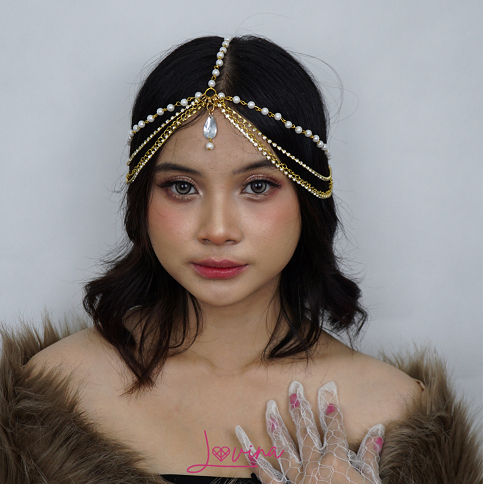 Lovina Miranda Headpiece - Aksesoris Kepala Mutiara Hijab Bando Mahkota Wanita Ala Korea