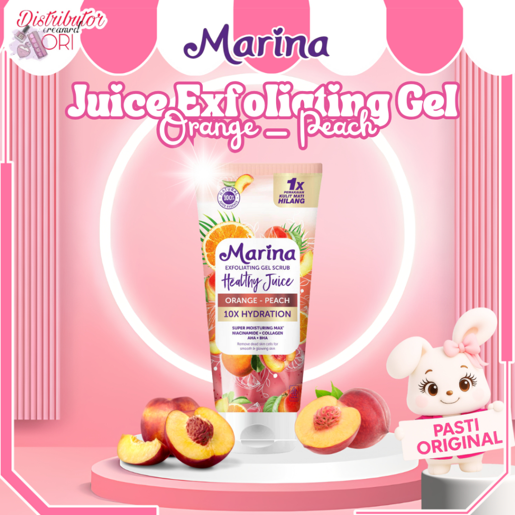 Marina Exfoliating Gel Scrub Healthy Juice Orange Peach -150ml | Distributor Cream Ori