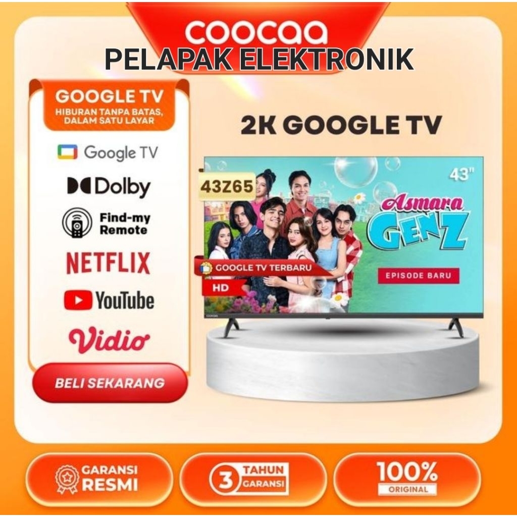 Coocaa Tv 43z65 Google Tv Full HD Youtube Netflix Digital Bluetooth