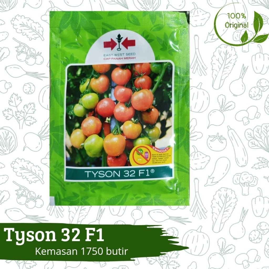 Benih Bibit Biji Tanaman Tomat Buah Tyson 32 F1 1750 Butir Cap Panah Merah Asli Ori