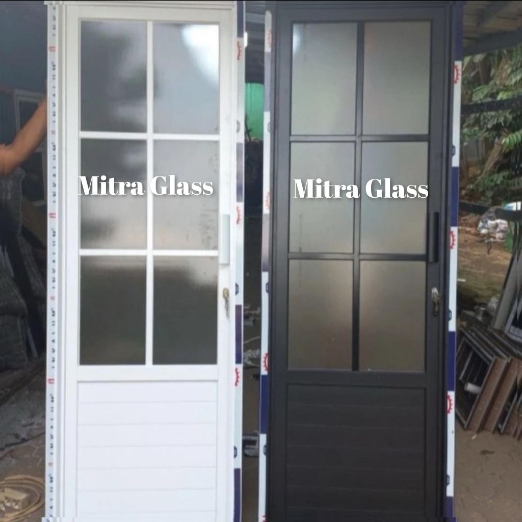 pintu kamar mandi aluminium+kaca L80 x T200