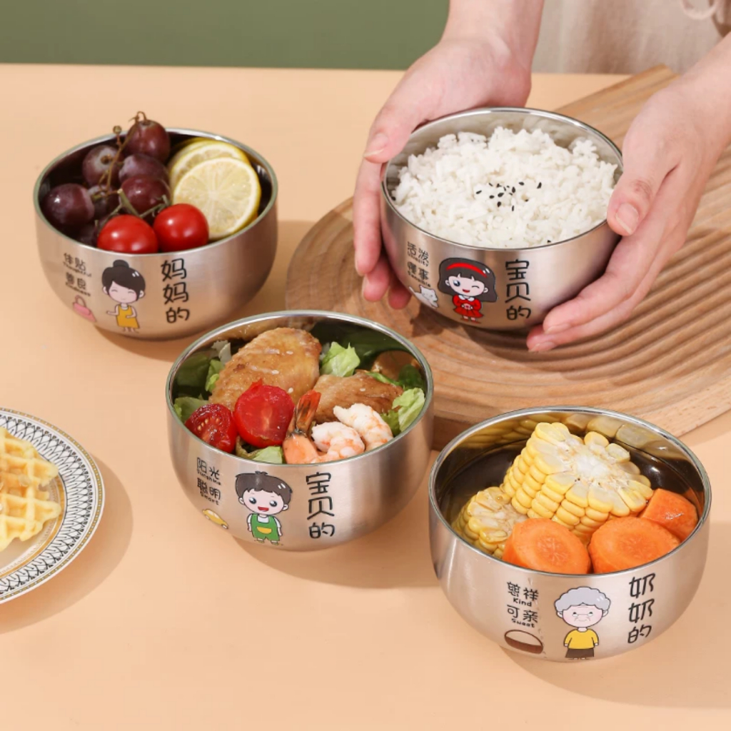 Mangkok family dalam aksara mandarin/Noodle bowl stainless 304 plus tutup