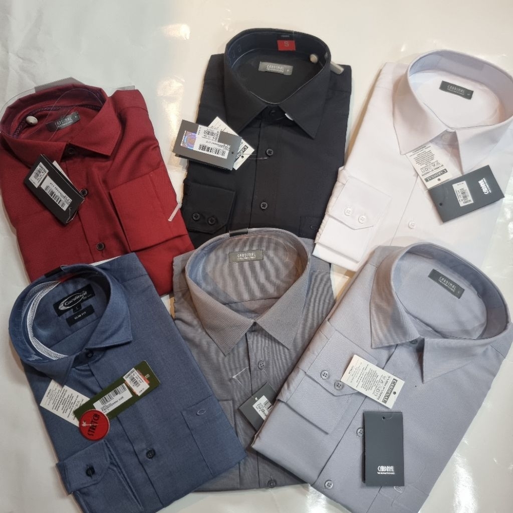 Cardinal Kemeja Pria Formal Polos Lengan Panjang – Slim Fit / Regular Fit Putih Elegan