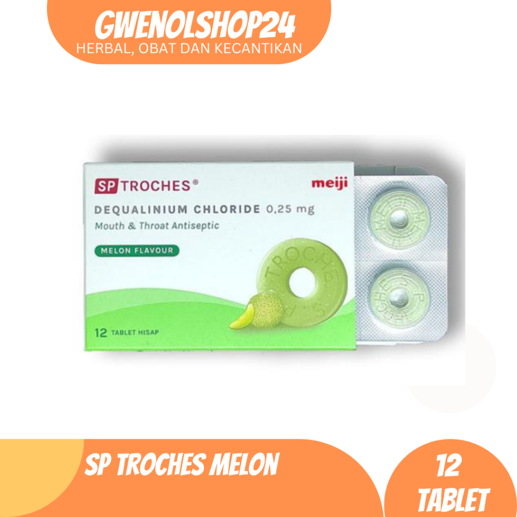 SP Troches Melon Isi 12 Tablet Hisap Meiji | Obat Sakit Tenggorokan / Obat Radang