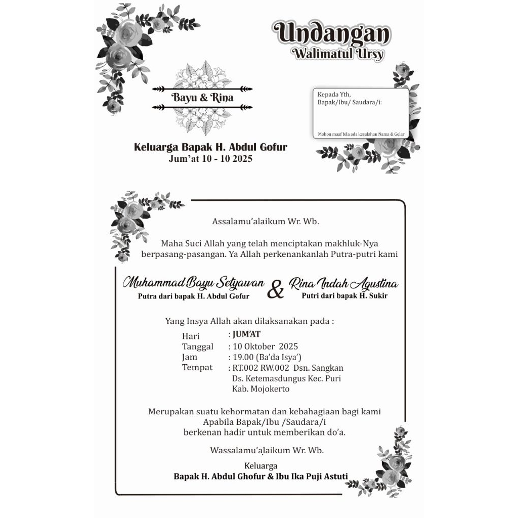 Undangan Walimatul Ursy