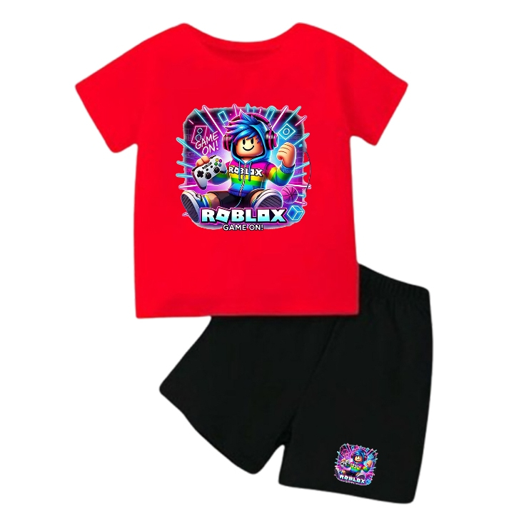 Setelan Baju Roblox Game On Anak Laki Laki dan Perempuan - Kaos Roblox -Setelan Roblox Anak