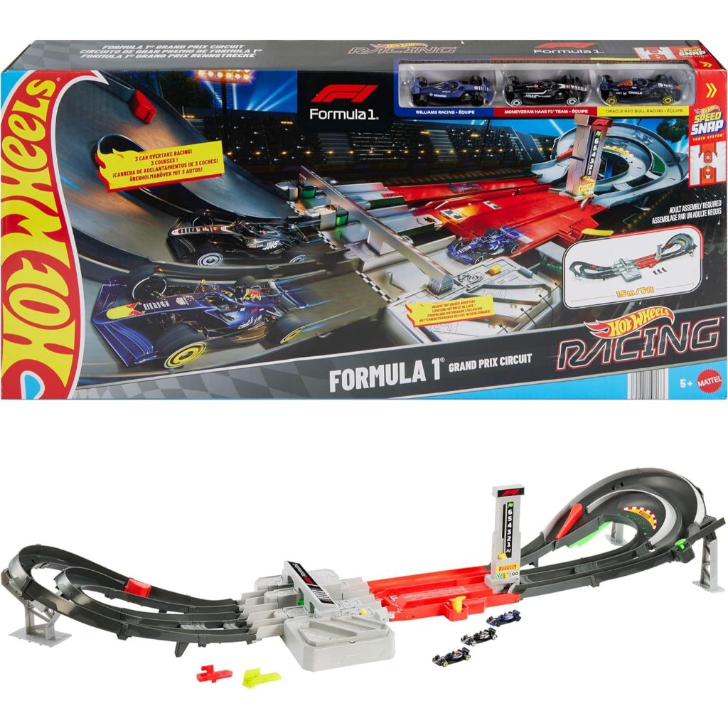 Hot Wheels Toy Car Track Set, Formula 1 Grand Prix Circuit Track Set