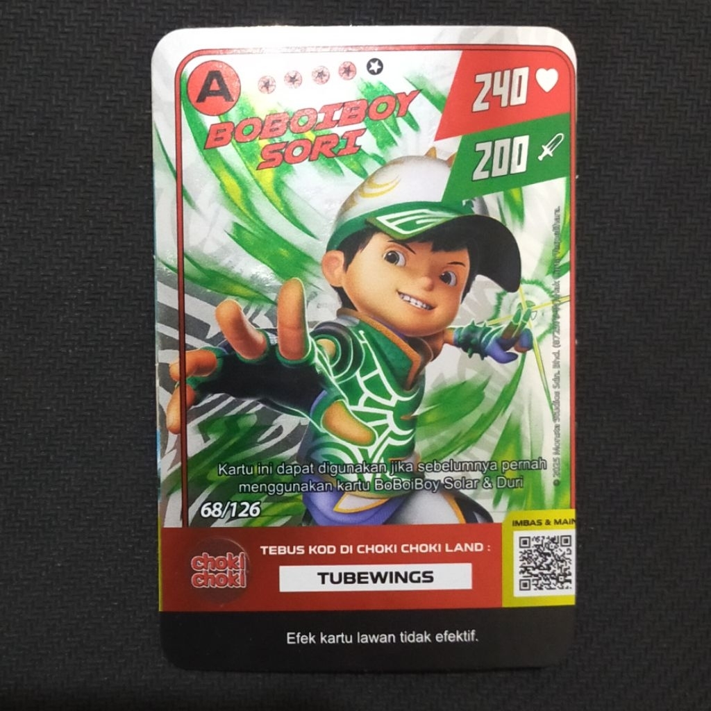 Boboiboy Monsta Galaxy Card Boboiboy Sori Choki Choki (Silver)