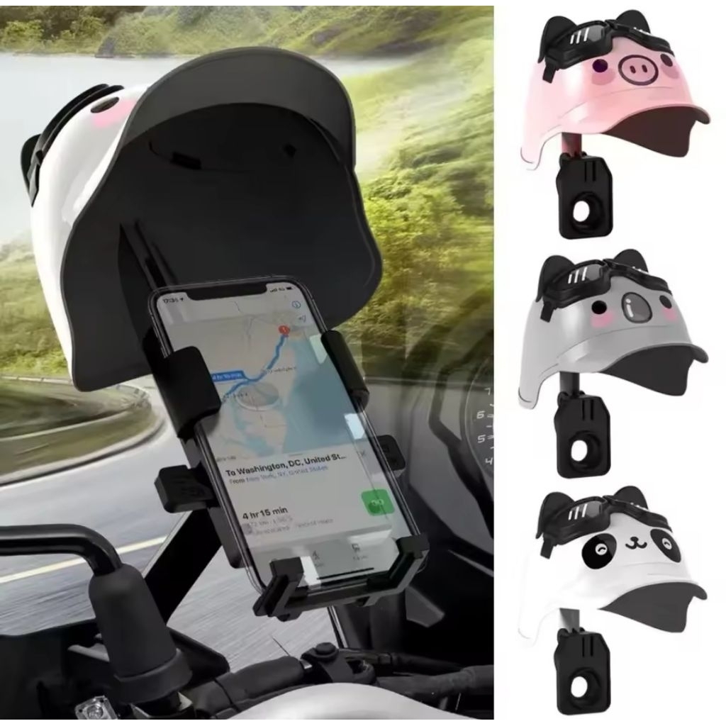 Phone holder Motor Spion Model Topi Holder Handphone Stang Topi Holder HP Motor + Topi Helm karakter