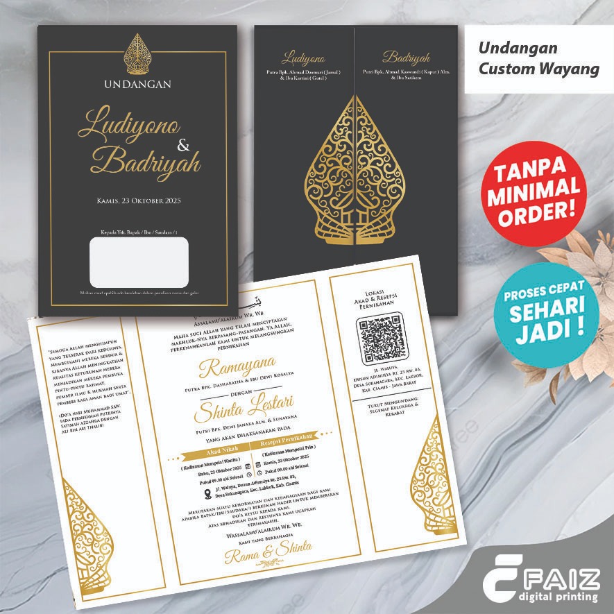 Undangan Pernikahan Custom Murah Tema Wayang Tanpa Minimal Order