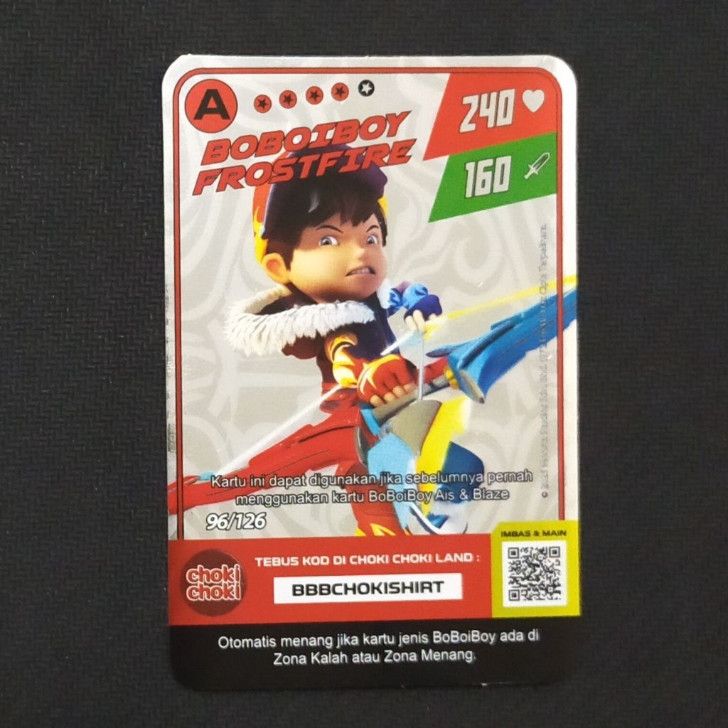 Boboiboy Monsta Galaxy Card Boboiboy Frostfire Choki Choki (Silver)