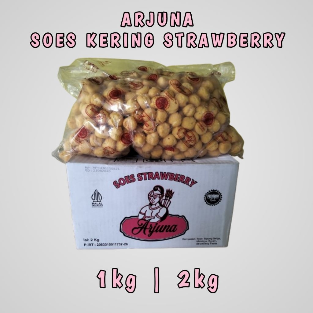 SOES atau SUS KERING STRAWBERRY | ARJUNA | 1KG | 2KG | SNACK | CEMILAN | MAKANAN RINGAN | KUE