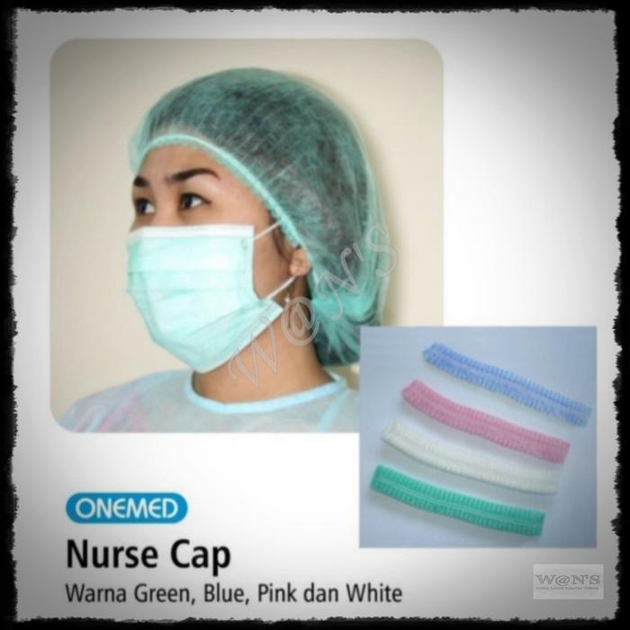 Nurse Cap Hair Cap Hair Net Shower Cap Pelindung Rambut Penutup Rambut - Biru 1pcs