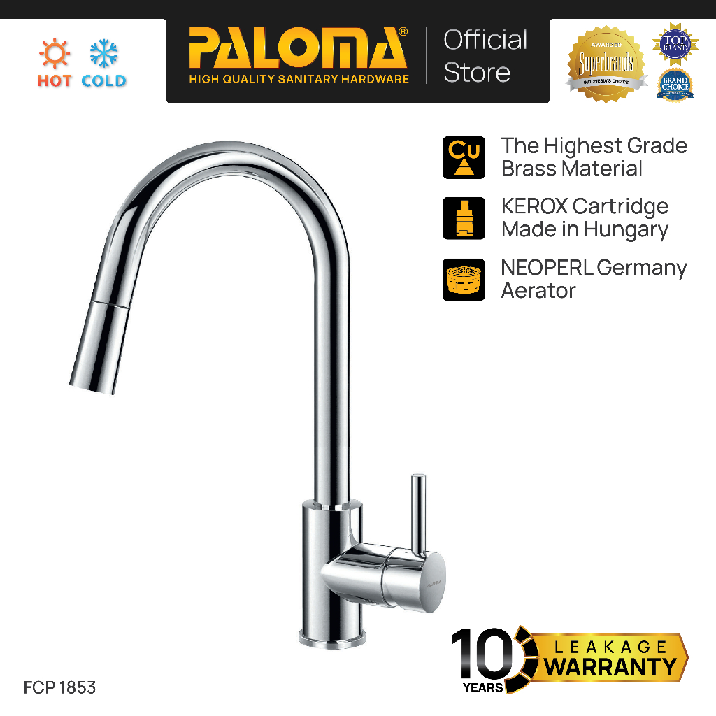 PALOMA Keran Mixer Cuci Piring Dapur Panas Dingin Kran Air Brass Kuningan Chrome Silver Black Gunmet