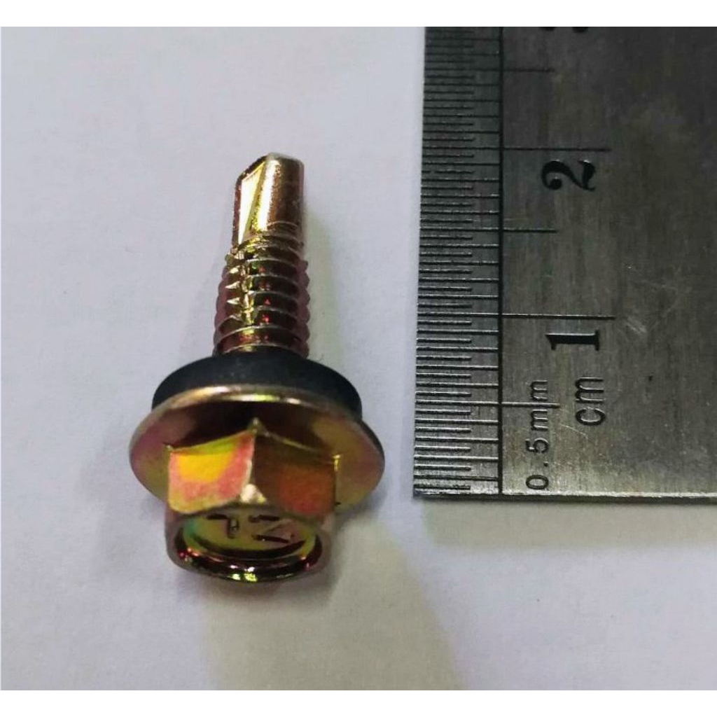 Sekrup roofing baja Kuningan karet 2.5 cm
