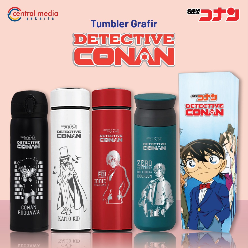 Tumbler Grafir Detective Conan Custom Nama + Box Custom Merchandise Botol Minum